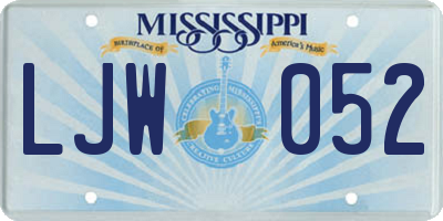 MS license plate LJW052