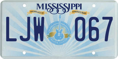 MS license plate LJW067