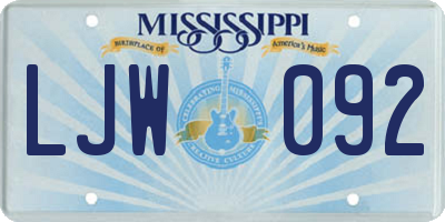 MS license plate LJW092