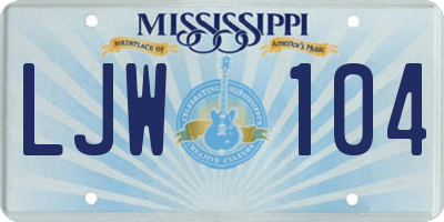 MS license plate LJW104
