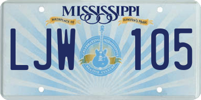 MS license plate LJW105