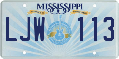 MS license plate LJW113
