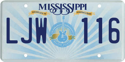 MS license plate LJW116