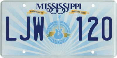 MS license plate LJW120