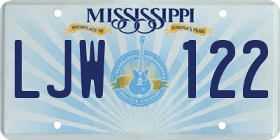 MS license plate LJW122