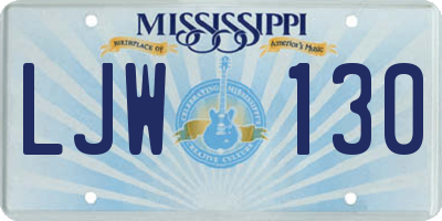 MS license plate LJW130