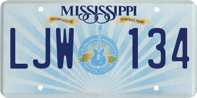 MS license plate LJW134