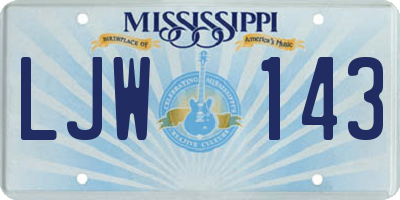 MS license plate LJW143