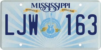 MS license plate LJW163