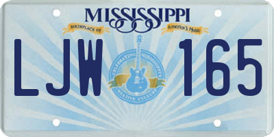 MS license plate LJW165