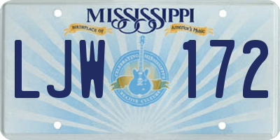 MS license plate LJW172