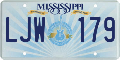 MS license plate LJW179