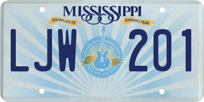 MS license plate LJW201