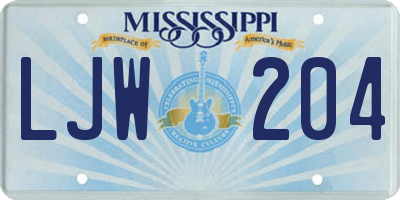 MS license plate LJW204