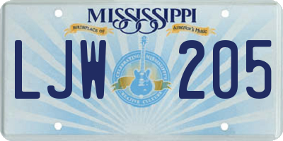 MS license plate LJW205
