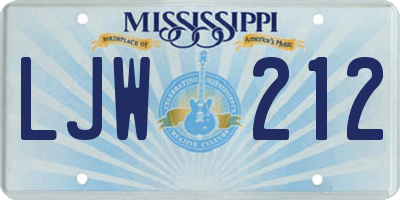 MS license plate LJW212