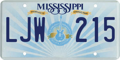 MS license plate LJW215