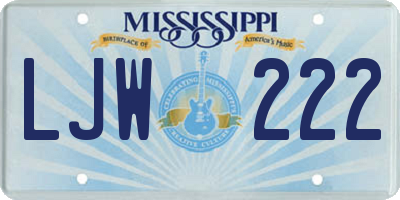MS license plate LJW222