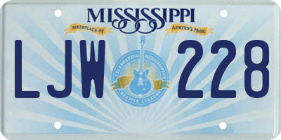 MS license plate LJW228