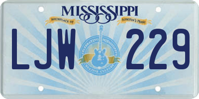 MS license plate LJW229