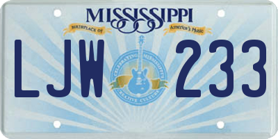 MS license plate LJW233