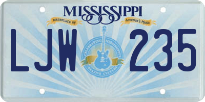 MS license plate LJW235
