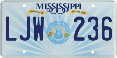 MS license plate LJW236