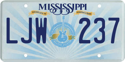 MS license plate LJW237