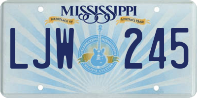 MS license plate LJW245