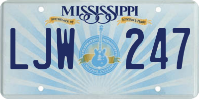 MS license plate LJW247