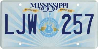 MS license plate LJW257