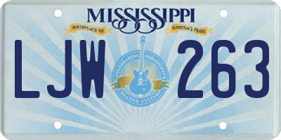 MS license plate LJW263