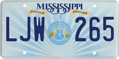 MS license plate LJW265