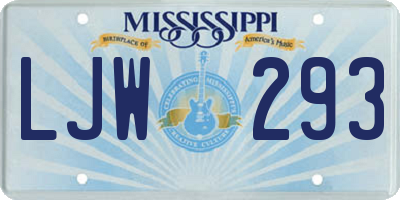 MS license plate LJW293