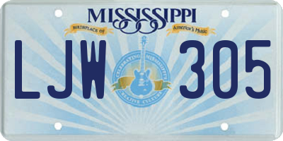 MS license plate LJW305