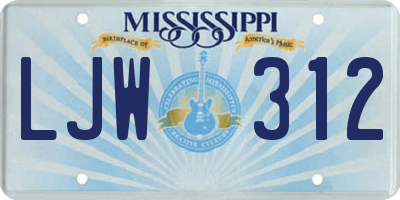MS license plate LJW312