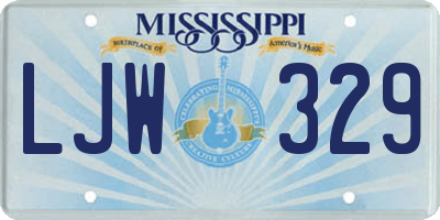 MS license plate LJW329