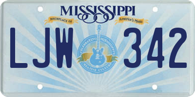 MS license plate LJW342