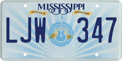 MS license plate LJW347