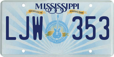MS license plate LJW353