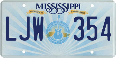 MS license plate LJW354