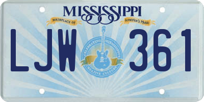 MS license plate LJW361