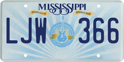 MS license plate LJW366