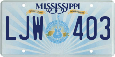 MS license plate LJW403