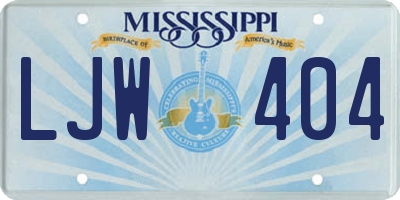 MS license plate LJW404
