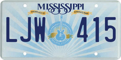 MS license plate LJW415