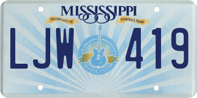 MS license plate LJW419
