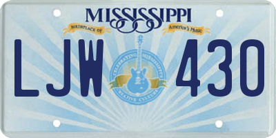 MS license plate LJW430
