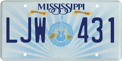 MS license plate LJW431