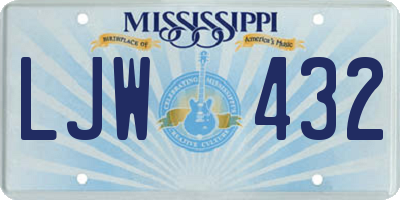 MS license plate LJW432